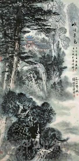 钱松嵒 峨嵋春色 立轴 设色纸本