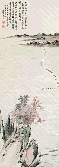 徐世昌 1920年作 江雨初收 立轴 设色纸本