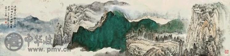 张大千 泼墨山水 镜心 设色纸本