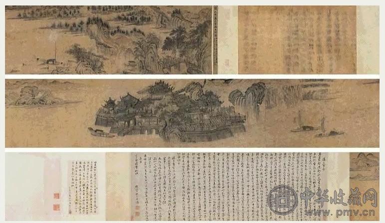 王振鹏 滕王阁图 手卷 纸本