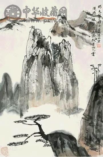 亚明 黄山胜境 立轴 设色纸本