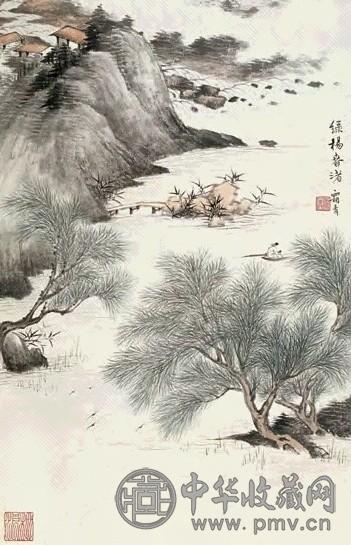 张郊 绿杨春渚 立轴 设色纸本