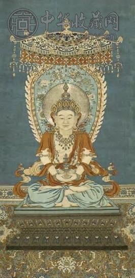 清乾隆 御制缂丝刺绣无量寿佛像