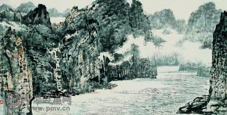 赵振川 峡江春晓 立轴 纸本