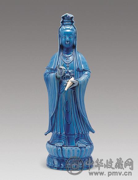 清 吉翠釉立观音