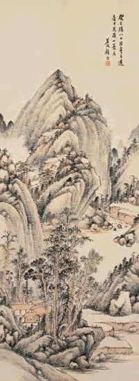 顾沄 癸巳(1893)年作 山水 立轴 设色纸本