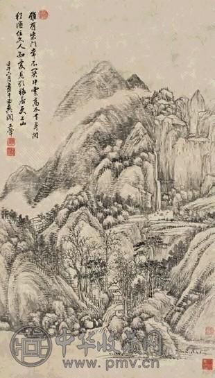 王翚 壬午(1702年)作 片云高木 立轴 水墨纸本