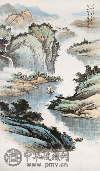 徐北汀 山水 立轴 设色纸本