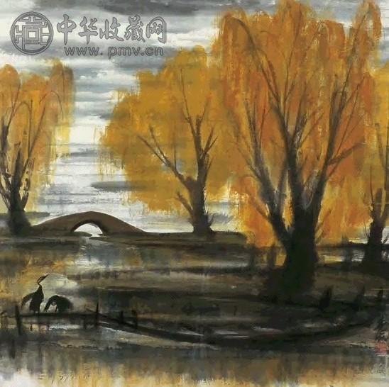 林风眠 秋景 镜心 设色纸本