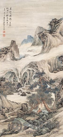 冯超然 松荫高士 立轴 纸本