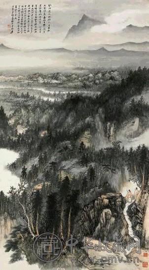 张大千一九四零年作峨眉远眺镜心设色纸本收藏资讯|艺术家|书画家|书画