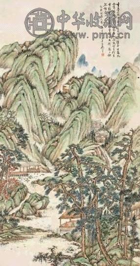 袁培基 辛未(1931年)作 山水 中堂 设色纸本