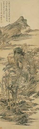 翟继昌 清 山水 轴