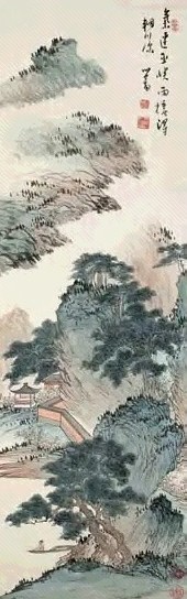 溥儒 山水 立轴 设色纸本