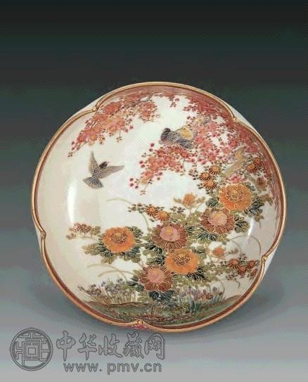 十九-二十世纪 日本彩瓷花鸟纹花钵