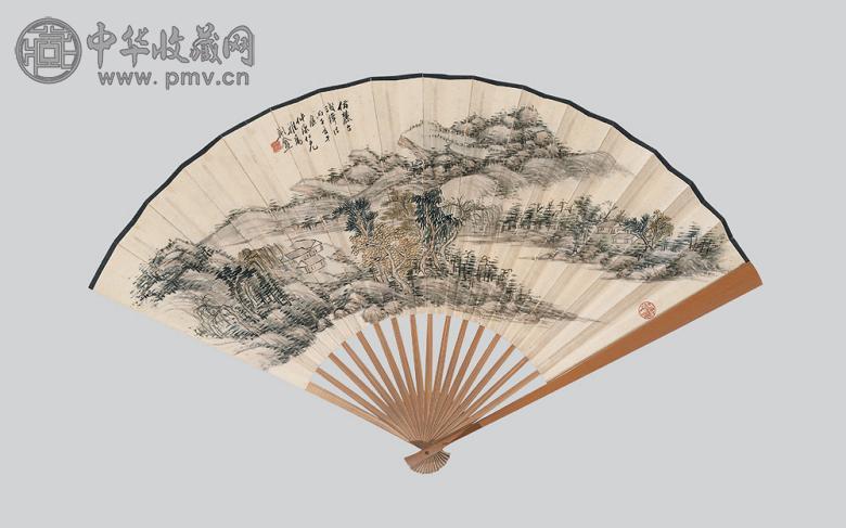 邢盦 李根源 程质清等 山水 书法 成扇 纸本