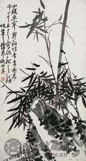 蒲华 水墨石竹 立轴 纸本