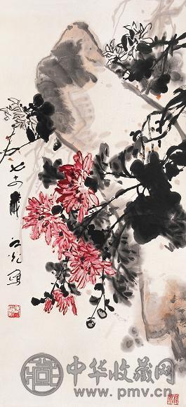 谢之光 菊石 立轴 纸本