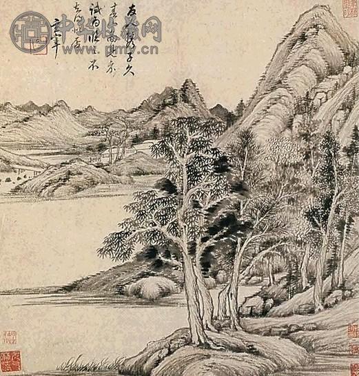 明 董其昌 仿黄公望青山图 立轴 水墨纸本