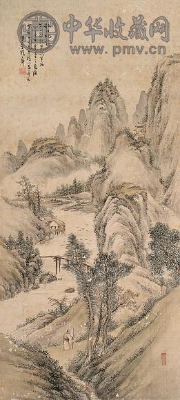 李耀屏 秋山晚霭 镜心 设色绢本