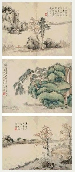蔡嘉 山水(清仿) 册页(8开) 设色纸本