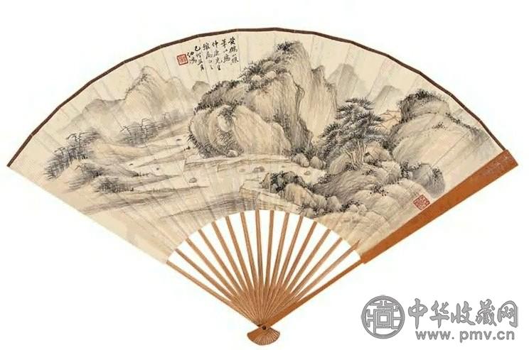 幼鸿 仿古山水 扇面 设色纸本