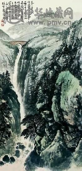 黎雄才 炳灵寺悬崖图 立轴 设色纸本