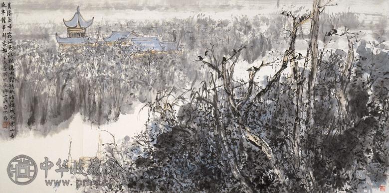 亚明 唐人诗意图 镜心 纸本