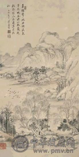 陆遵书 1819年作 山水 立轴 水墨纸本 收藏资讯|艺术家|书画家|书画名人|书法家-中华收藏网