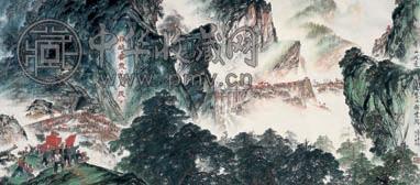 红旗一举山河变 镜心 设色纸本