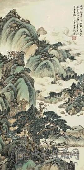 现代 应野平 碧水青山 轴