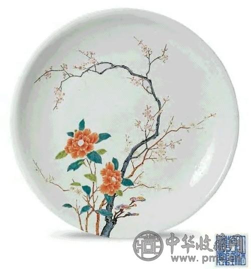 清 粉彩折枝花鸟纹盆(1件)