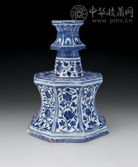 明永乐 青花折枝花卉八方烛台