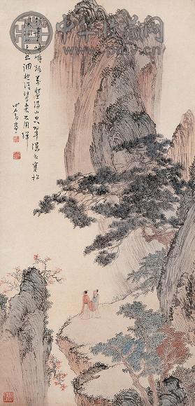 溥儒 松崖远眺 立轴 设色纸本