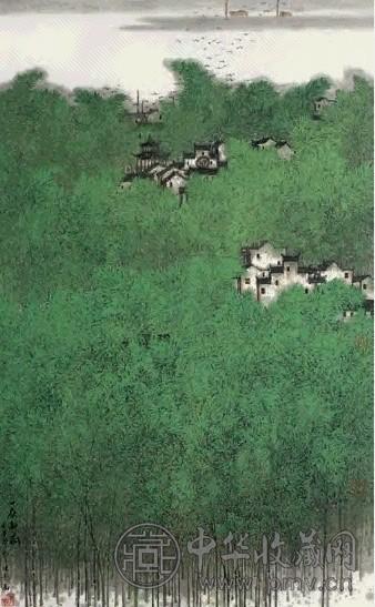 王晓龙 2002年作 一夜新雨 镜心 设色纸本