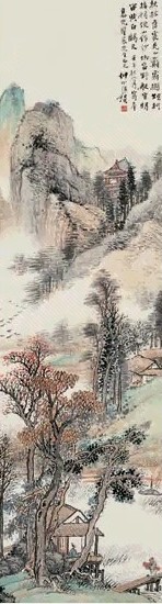 王琦 1942年作 烟柯霜樾图 立轴 设色纸本