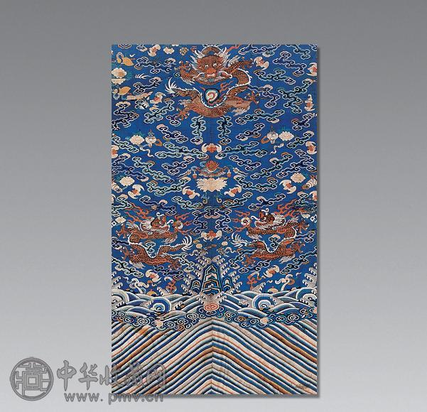 清中期 缂丝海水云龙纹片