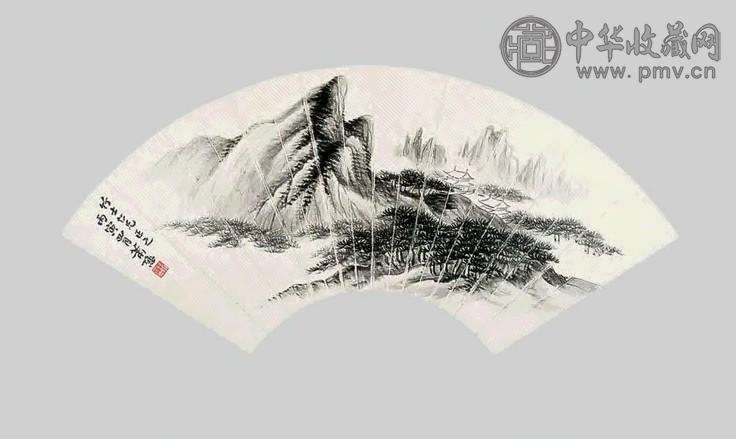 萧愻 山水 扇面 水墨纸本