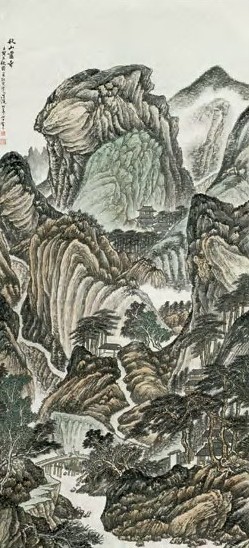 贺天健 秋山 立轴 设色