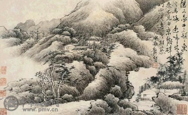 龚贤(款) 山居图 立轴 水墨纸本