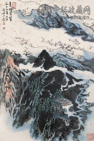 陆俨少 1979年作 青城耸翠 镜心 设色纸本