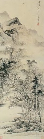 居节 秋湖荡舟图 轴