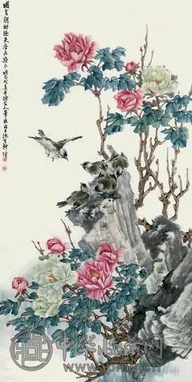 柳滨 戊辰(1928年)作 国色天香图 立轴 设色纸本