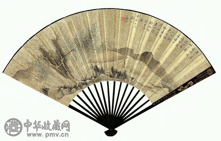 周莲 清 山水 成扇