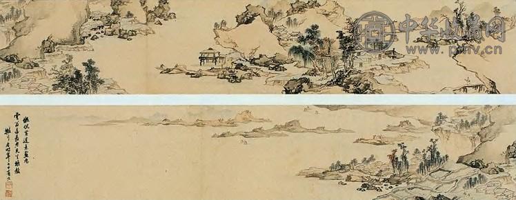 罗屏 谿山无尽 手卷 纸本设色