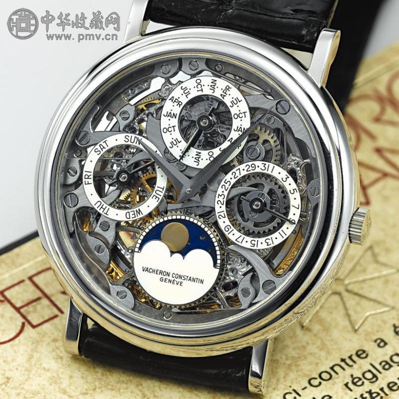 江诗丹顿「QUANTIEME PERPETUEL SQUELETTE」铂金镂空万年历腕表