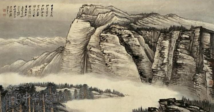 近现代 张大千 雪岭图 镜心