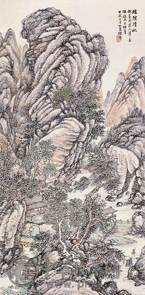 陈摩 山水 立轴 纸本