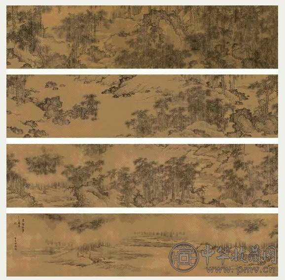 何浩 万壑秋涛图 手卷 水墨绢本