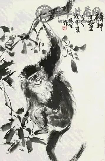 刘旦宅1978年作猴立轴水墨纸本收藏资讯|艺术家|书画家|书画名人|书法家